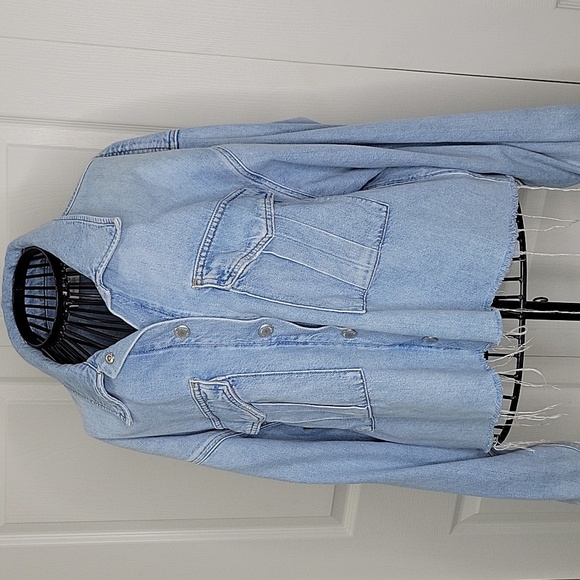 Agolde Raw Hem Light Washed Denim Jacket SIze Small - Picture 3 of 12